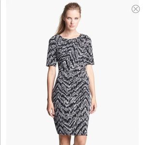 Ellen Tracy Jersey Sheath Ruched Dress